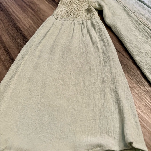 light/sage green boho dress - medium, mini, bell sleeve, boho, sundress - Picture 7 of 10
